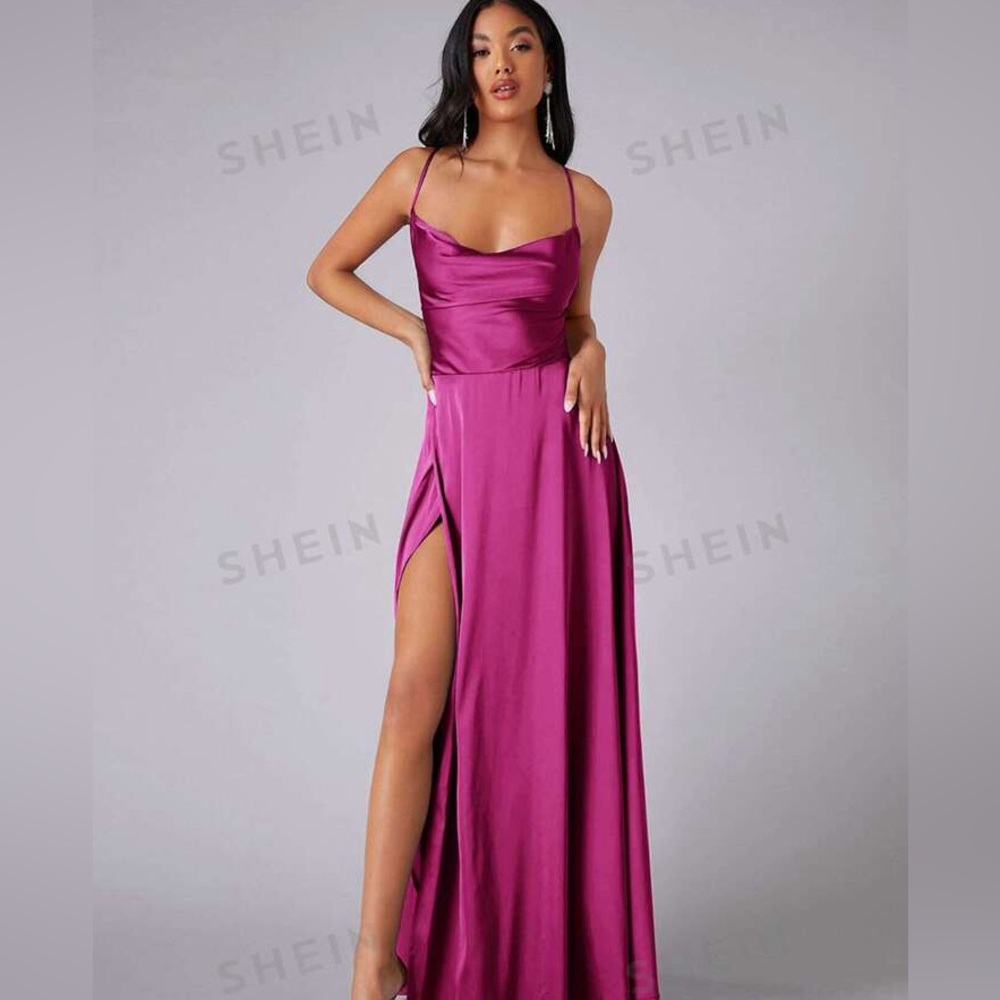 SHEIN Belle Crisscross Backless Wrap Satin Prom / Wedding (NEW)